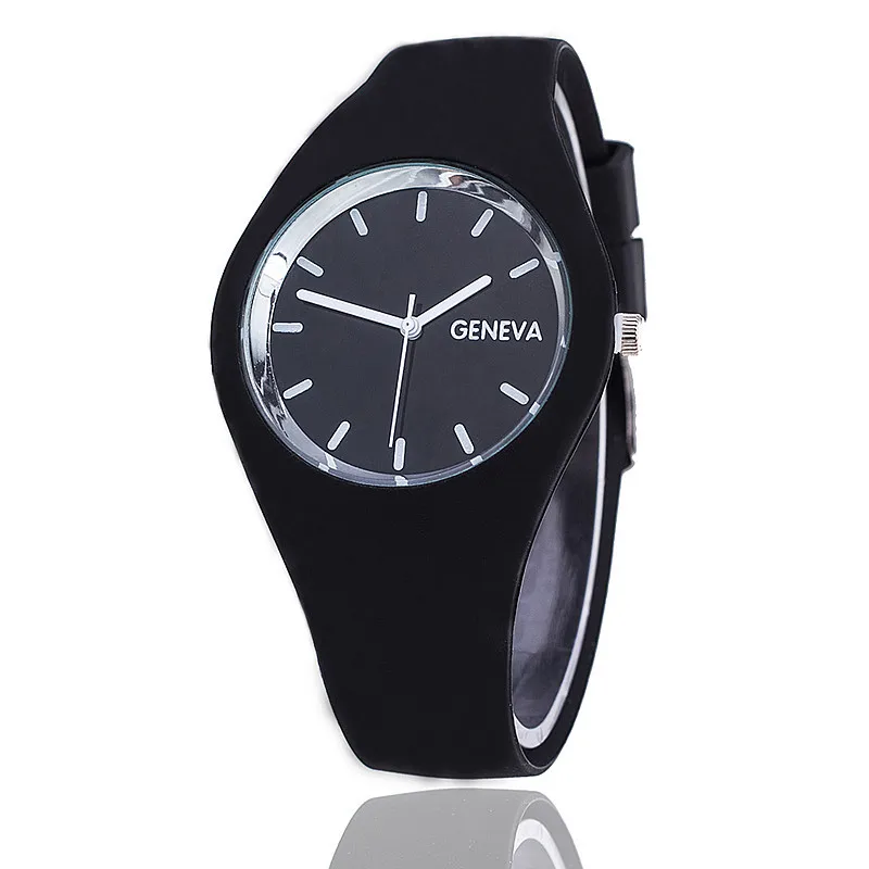 Men watch Women Cream Color Ultra-thin Silicone Strap Leisure Watch Geneva Wristwatch Women's Jelly Watches: Coffee