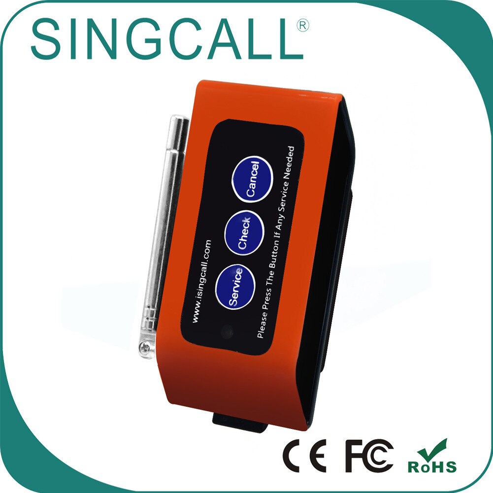 SINGCALL Wireless Calling System Can be Fixed on the Desktop Wall, Strong Signal Caller APE830 Red