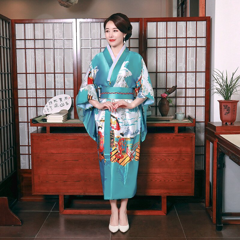 Satijnen Pyjama Japanse Kimono Dames Zomer Mid Mouwen Bridal Dressing Gown Plus Size Home Service Kamerjas Badjas