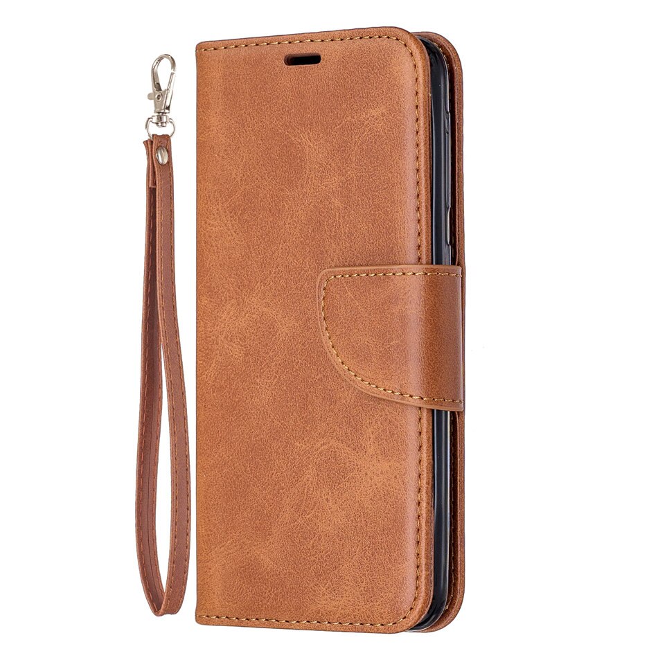 Men Mobile Phone Holster For Cover Redmi Note 8 Pro Redmi Note 8T Phone Bags Solid Color Leather Case Card Slot Phone Box E07F: For Redmi Note 8T / Brown