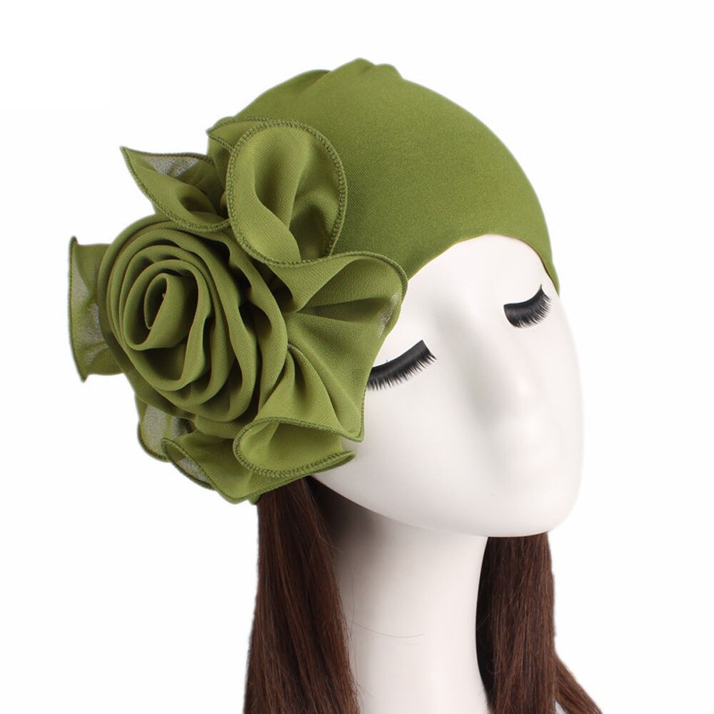 Kvinder damer retro store blomster hat turban hat kasket luv kasket blomster hat turban rand hat monteret luv kasket freeship #t2: Militærgrøn