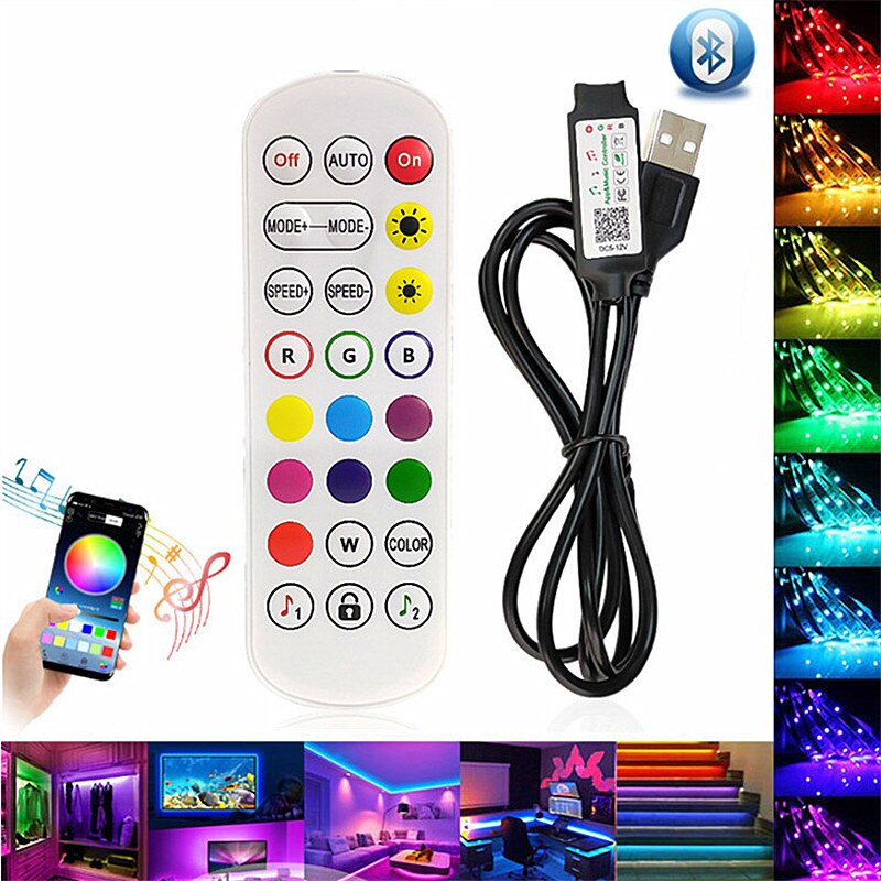 5V USB LED RGB Bluetooth Controller, 24Key Remote Smart APP Control Für TV Hintergrundbeleuchtung LED Streifen DC5V 2835 5050 RGB Licht