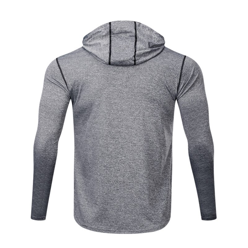 Masculino esportes secagem rápida hoodie fitness training manga longa superior plus size