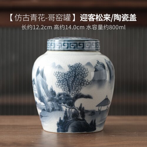 Klassieke Bloem Landschap Patroon Keramische Opslag Pot Met Deksel Grote Capaciteit Thee Blikjes Huishoudelijke Snoep Moer Verzegeld Opslag Jar: B