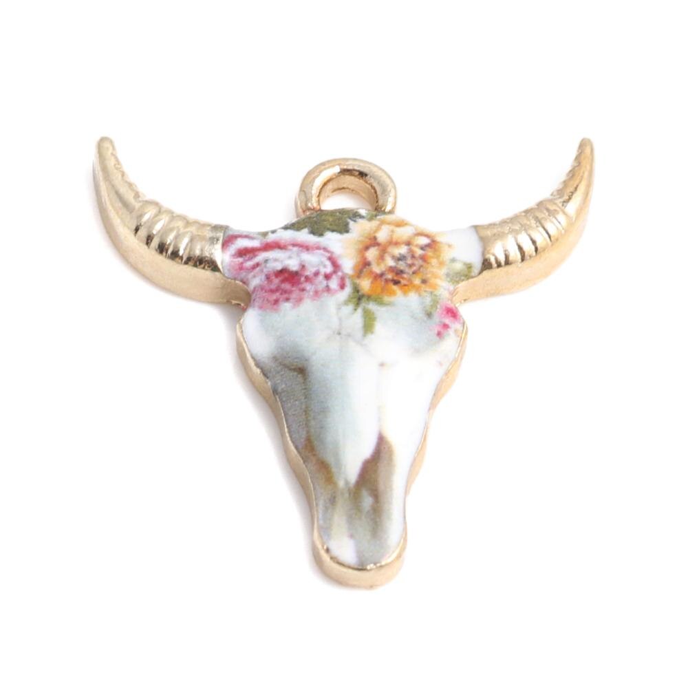 résultats faits à la main en alliage de Zinc pendentif à breloques vache Animal plaqué or émail noir et blanc pour bijoux bricolage, 10 pièces: 8