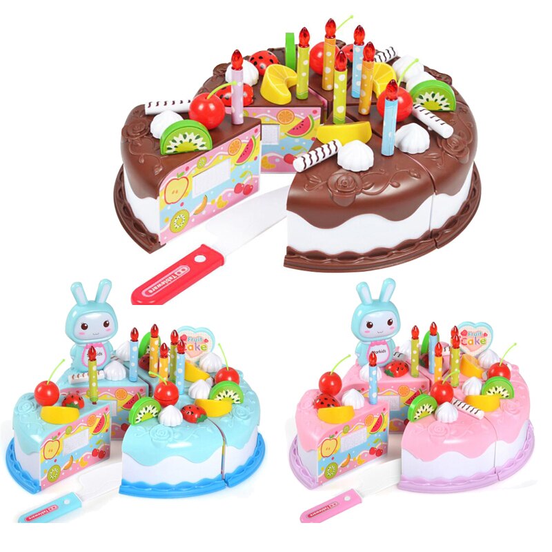 Children Pretend Play Set Plastic Food Toy DIY Cake Toy Cutting Fruit Vegetable Food Pretend Play Toys For Kids Educational