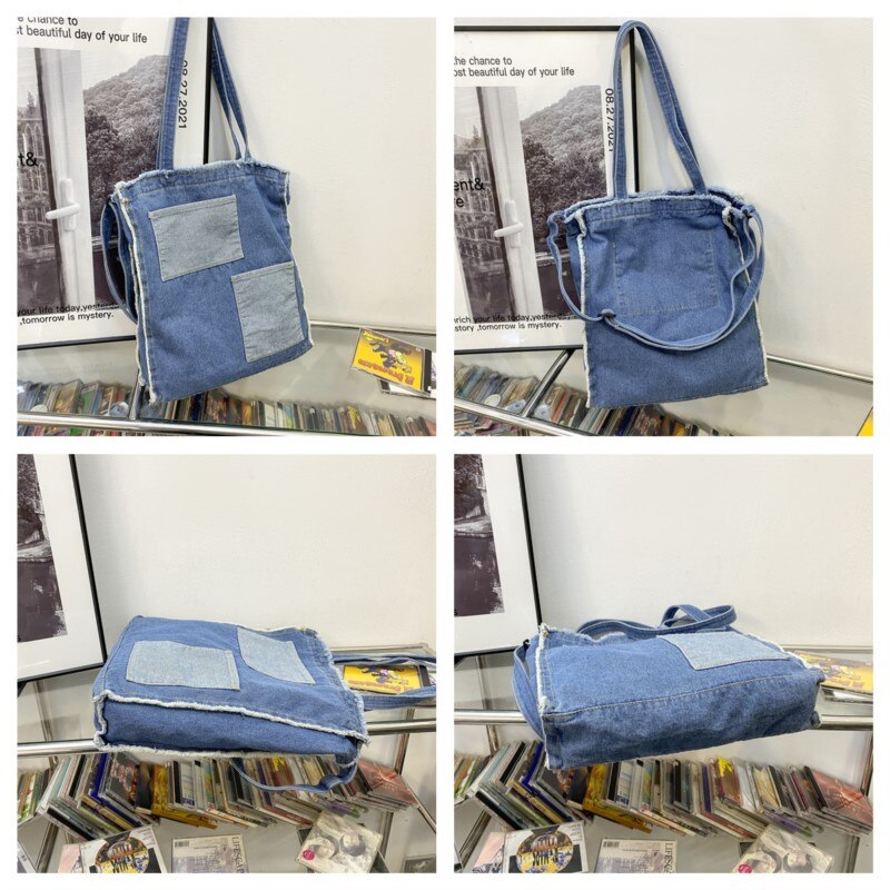 Women Denim Shoulder Bag Casual Ladies Large Travel Top-handle Bags Tote Famous Brand Crossbody Bag