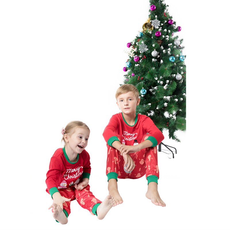Familie matchende julepyjamas sæt mor og børn tøj snemand print varm sværdskjorte og bukser voksen 2 stk juletøj outfit