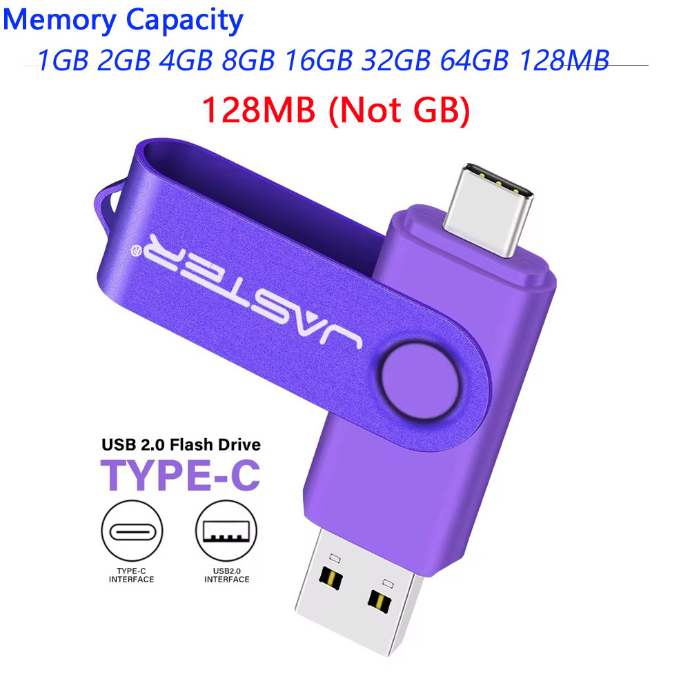 Pendrive USB TYPE-C 128MB (nie GB) Prawdziwa pojemność Pen Drive 64GB Bezpłatny brelok do kluczy Pamięć USB Prezent Czerwony U Dysk Niebieski 1G 2G 4G 8G