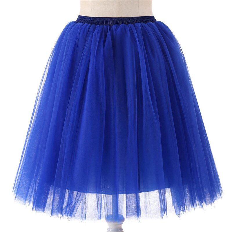 Woman Petticoats Underskirt Knee Length Short Wedding Crinolines Puffy Tutu Adulto Rockabilly Tulle Dress Skirt Slip Jupon Femme: Blue