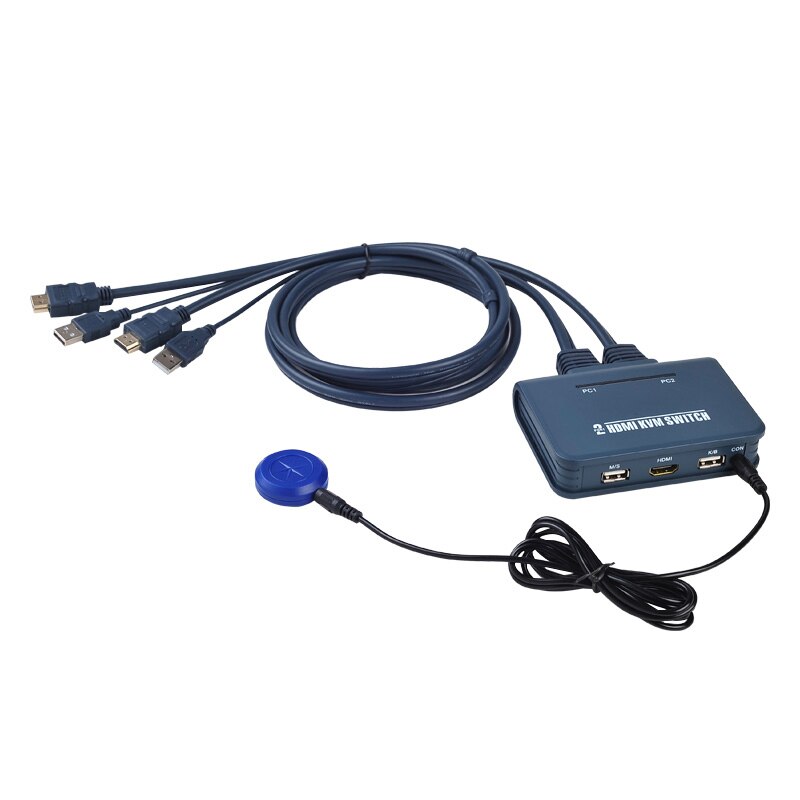 2 puertos HDMI compatible con VGA DVI KVM, teclado, ratón, USB 2,0, compartir conmutador, caja divisora con control remoto, Cables USB