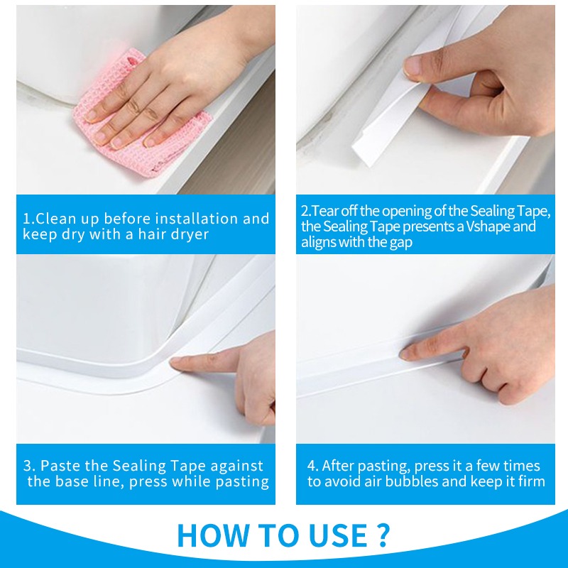 Waterproof Self-adhesive Sealing Tape for Bathroom Tape Kitchen Caulk Tape Self Adhesive Wall Sticker Mold Proof Pvc Tapes