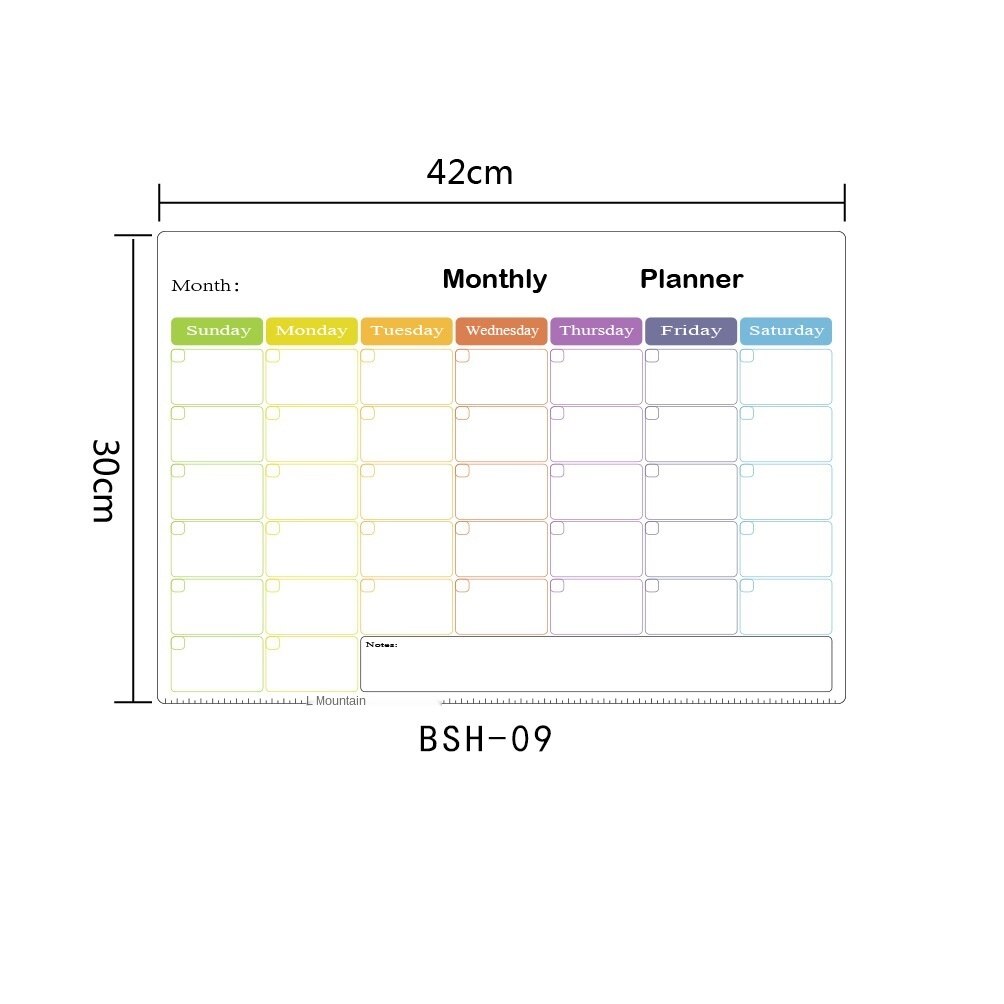 Whiteboard Size Monthly And Weekly Schedule Dry Wipe Magnetic Refrigerator Calendar Message Post Whiteboard Fridge Magnet: Bsh09