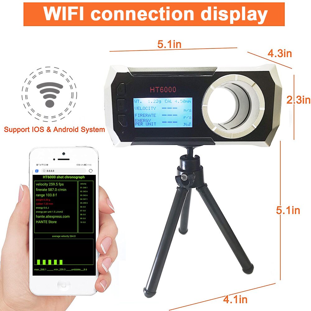 Chronographe de prise de vue multifonctionnel 10-5000 FPS, Wifi, compteur de vitesse de prise de vue, mesure de la vitesse de la balle, testeur de vitesse