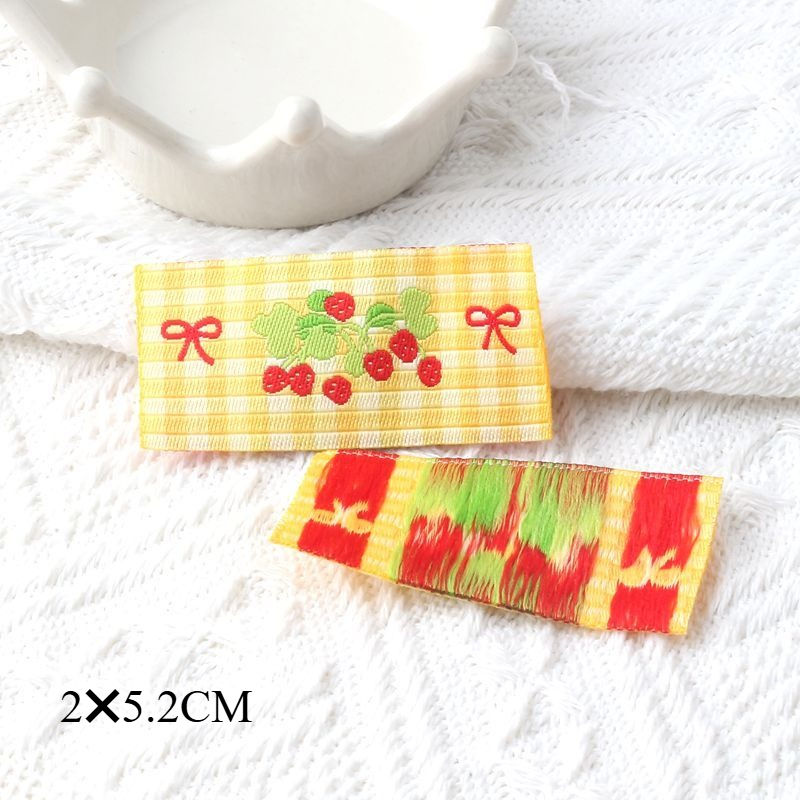 Tkane etykiety z kreskówek wiśniowych, naszywki z tkaniny, naszywki robić samodzielnego wykonania opasek robić włosów, ubrań, lalek, rękodzieła i akcesoriów: Niklu biały