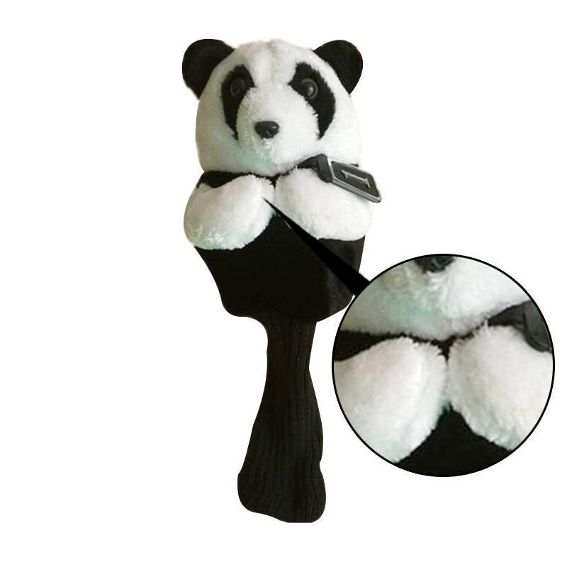 Universele Elastische Leuke Cartoon Panda Vorm Zachte Anti-Dust Golf Club Driver Head Cover Lange Nek Hout Clubs Head covers