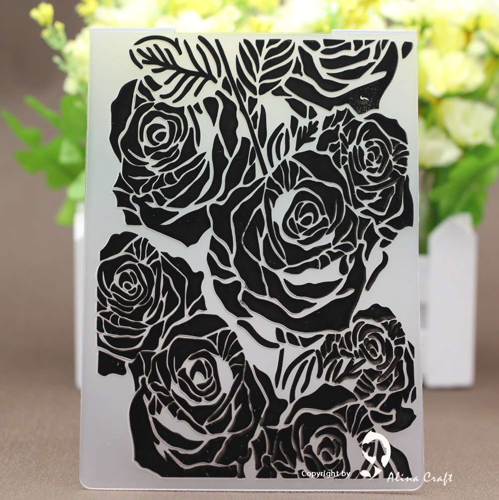 AlinaCraft PLASTIC EMBOSSING FOLDER spring flower rose DIY scrapbook album card decoration cutting dies paper craft making