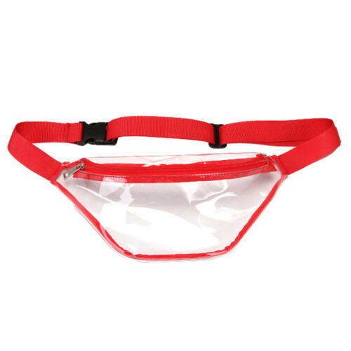 Di modo Delle Donne Della Ragazza PVC Trasparente del Pacchetto Della Vita del Pacchetto di Fanny PVC Solido Trasparente Cinghia Regolabile Petto Bag Nero Rosso Grigio Blu 4 colori: Rosso