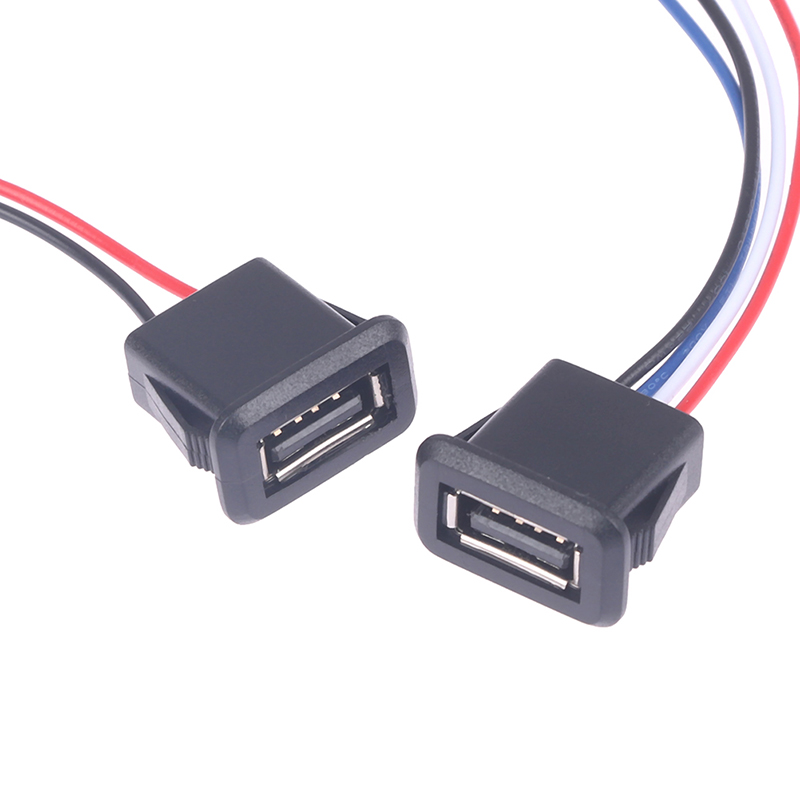 Conector hembra del puerto de carga USB2.0 del conector de alimentación USB 2.0 con el zócalo del cargador USB del cable