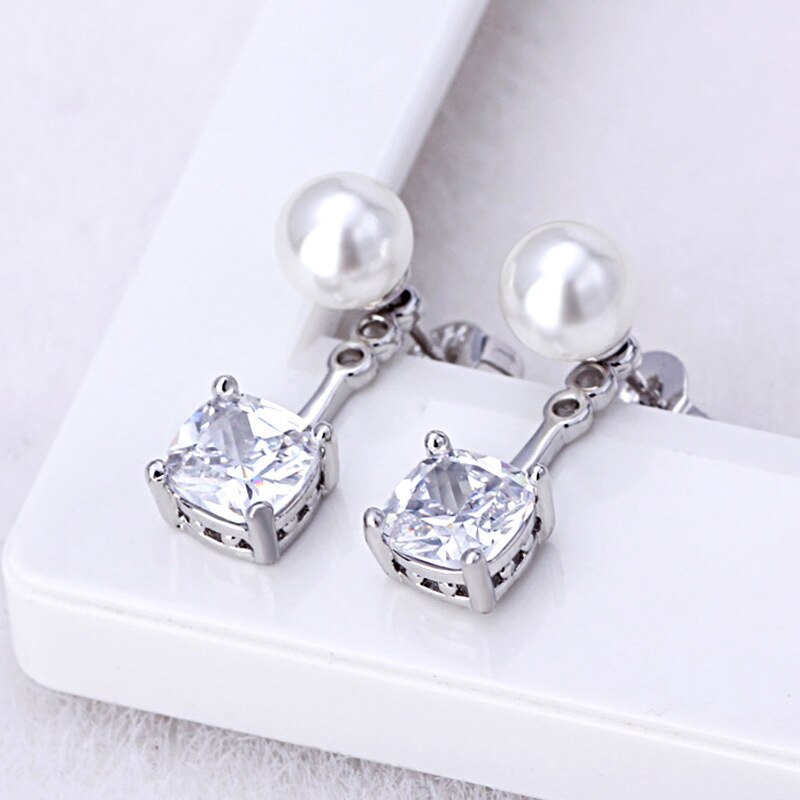Brincos de prata esterlina 100%, brincos de moda com cristal de pérola, joias femininas anti-alergia, presente de natal para mulheres