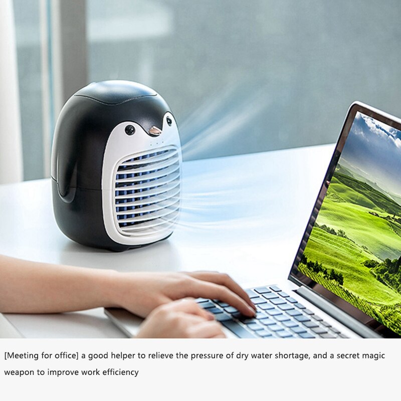 Ventilador de pulverización de refrigeración por agua, minihumidificación por USB, SX-HF03, pingüino