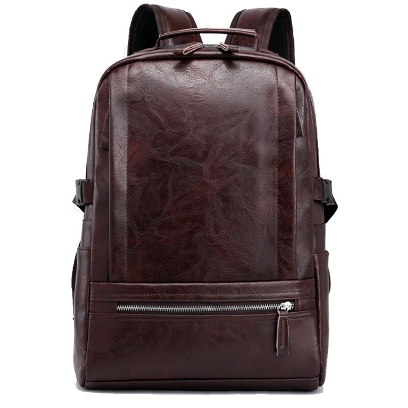 Chuwanglin men's leather backpacks pu backpack Simple male laptop backpacks waterproof backpacks for men D9061: Brown