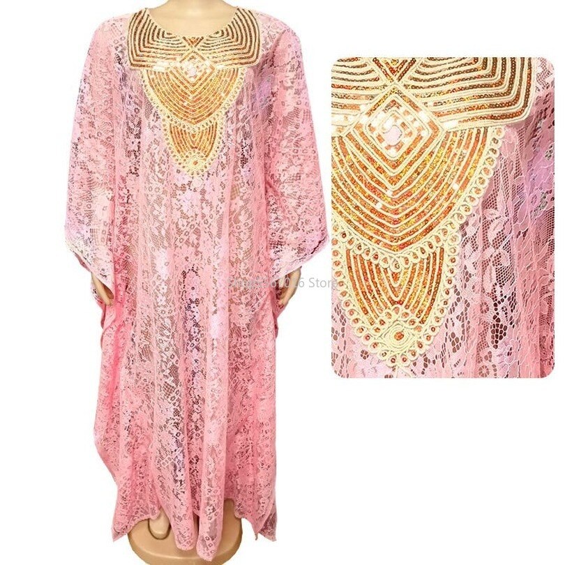 robes africaines pour femmes Dashiki nouvelle africaine soluble dans l'eau dentelle en vrac avec broderie perlée longue robe