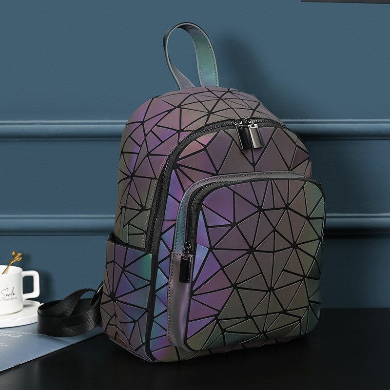 Crocrogo laser holográfico geométrico reflexivo luminoso trabalho portátil mochila moda viagem negócios escola praia bolsa de ombro