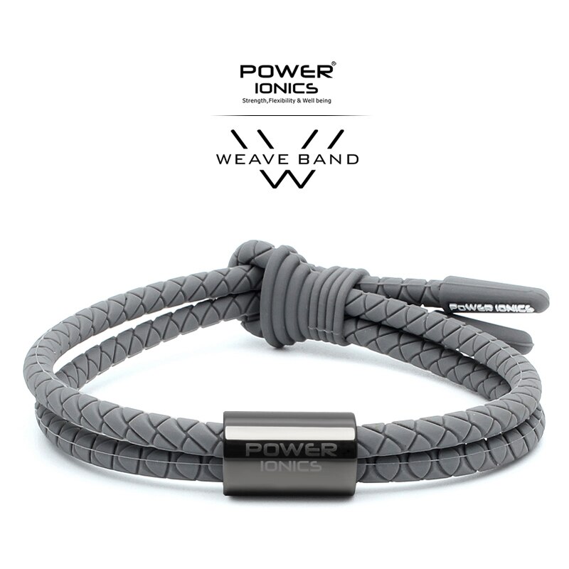 Power Ionics WEAVE BAND Unisex Waterproof Ions and Germanium Sports Bracelet Free Lettering: Gray-GunGray Ring