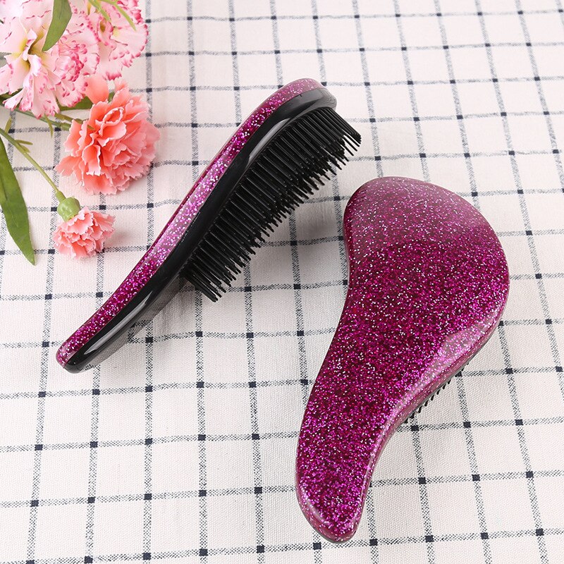 1pc mini filtret hår børste æg rund form blød hårbørste filtre hår børste hår styling frisør kam til rejser: Håndholdt lilla