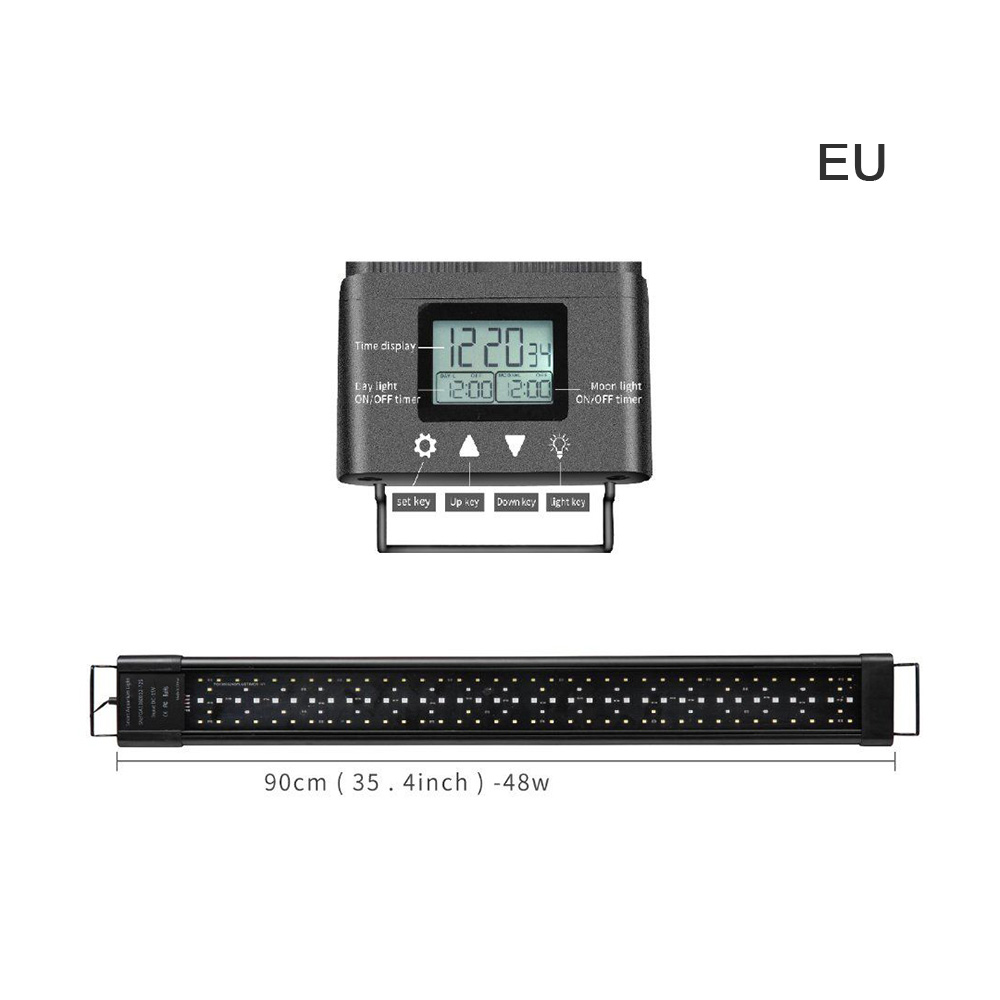 aquarium light led decoration with Aluminum Alloy Shell Extendable Brackets External Controller for Freshwater fish tank light: EU PLUG 90CM