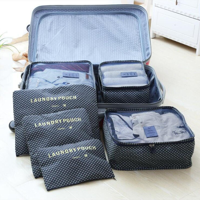 5SETS / LOT Oxford Fabric Travel Mesh Bags Luggage Organizer Packing Cube Organiser Travel Bags