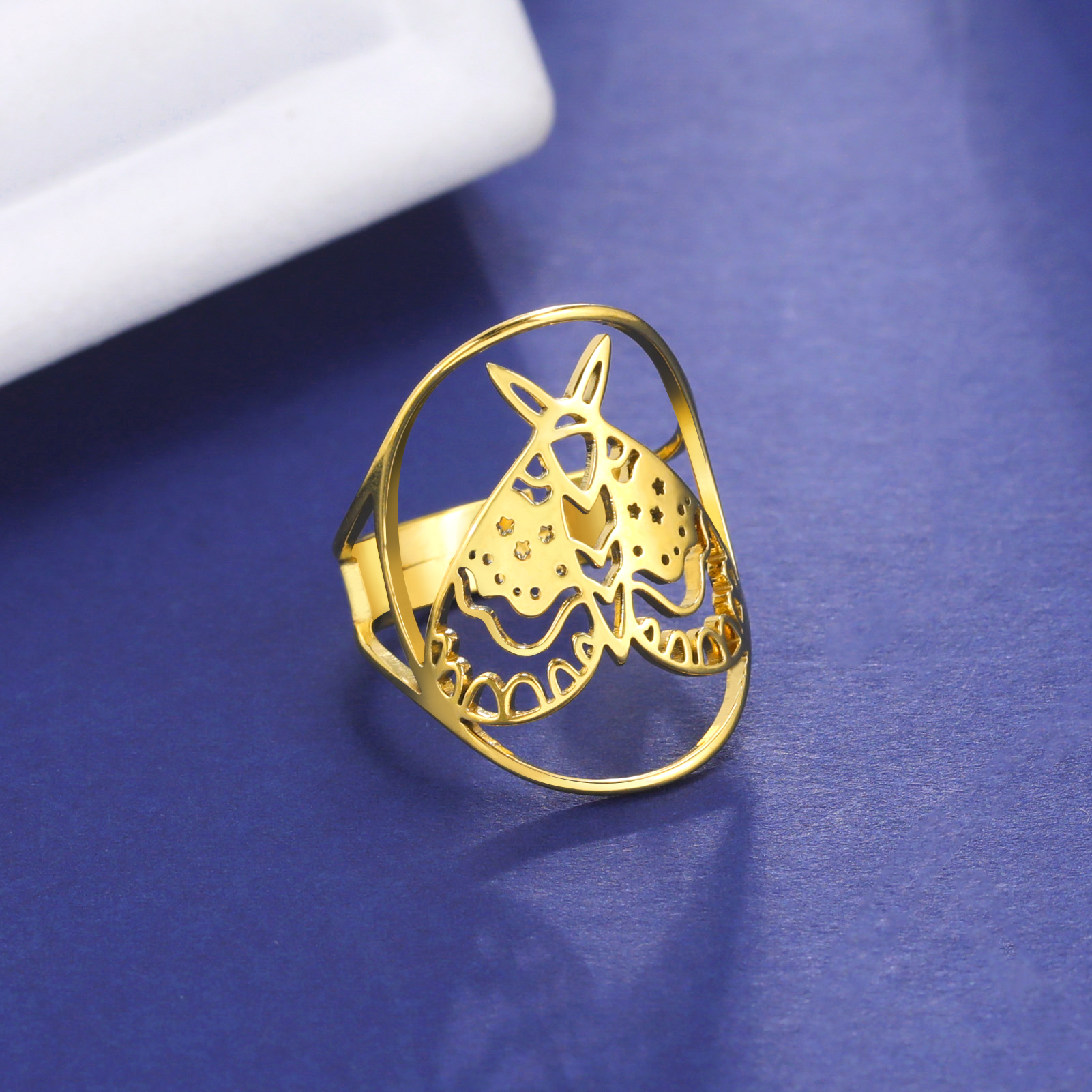 Skyrim Luna-Anillo de polilla para hombre y mujer, anillos abiertos ajustables de acero inoxidable, joyería gótica de insectos y animales, de San Valentín,