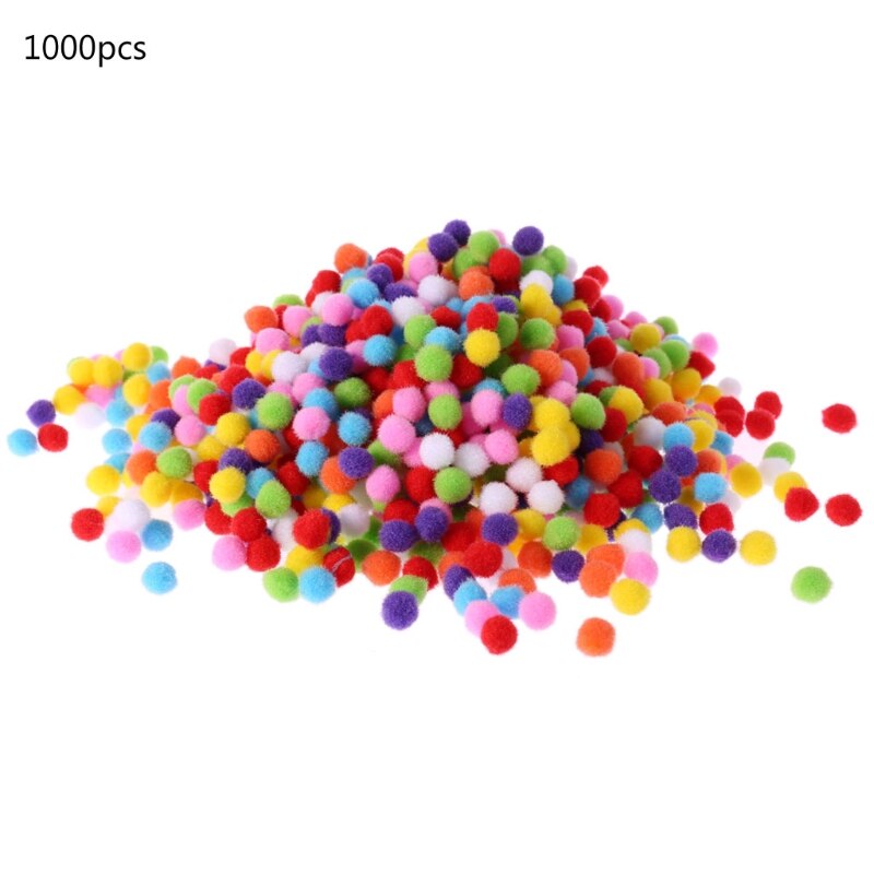 1000Pcs Soft Round Fluffy Craft PomPoms Ball Mixed Color Pom Poms 12mm DIY Craft BX0D