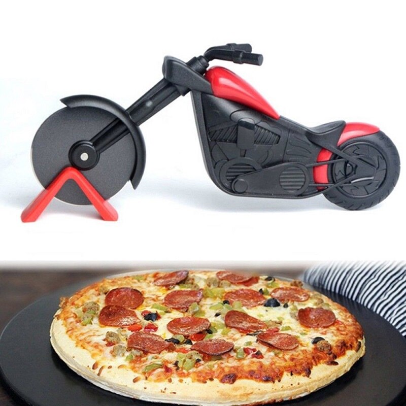 1Pc Motorcycle Rvs Pizza Mes Pizza Wheel Cutter Motorbike Roller Chopper Snijmachine Schil Messen Kitchen Tools