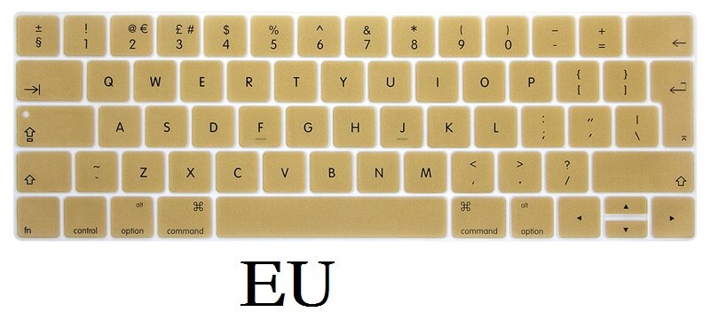 Silicon Waterproof Keyboard Film Skin EU US English Keyboard Skin for Macbook Pro 13 15 Keyboard Cover A1989 A1990: EU-Golden