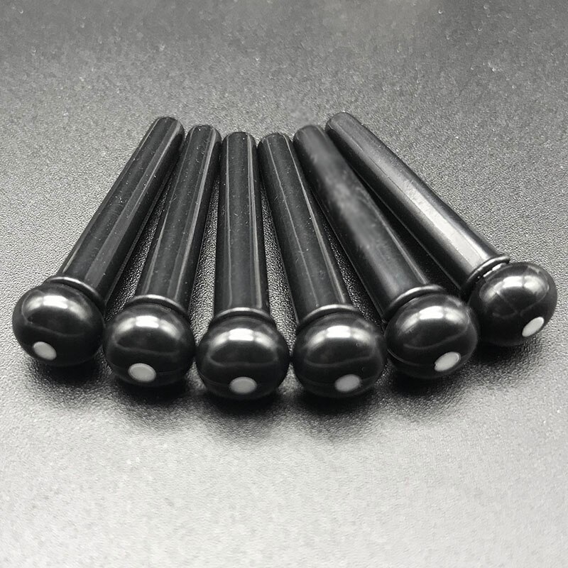 6Pcs Bone Guitar Bridge Pins Ebony Bone Rosewood Bridge Pin for Acoustic Guitar with Pearl Shell Brass Circle Guitar Accessories: Plastic Ivory
