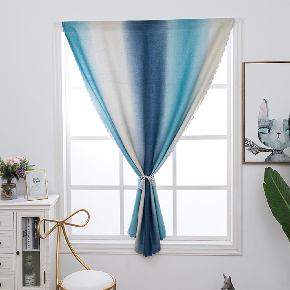 Eenvoudige Gradiënt Gordijnen Met Klittenband Zonder Perforatie, Gebruikt Voor Zon-Proof Windows In De Woonkamer En Slaapkamer: Blue and white