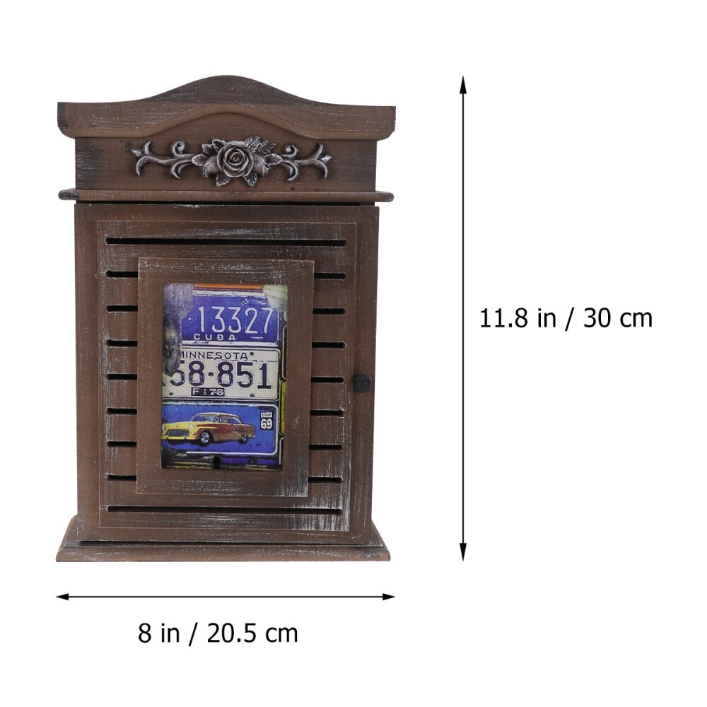 1Pc Wooden Key Locker Home Key Box Living Room Key Case with Photo Holder (Wood Color)