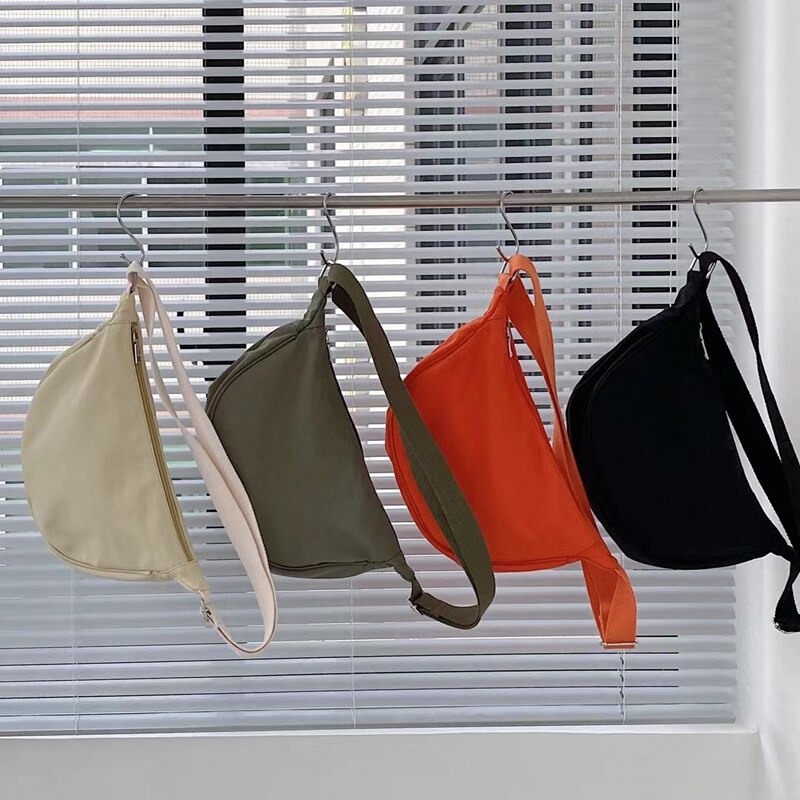 Bolsa feminina de algodão-poliéster com zíper, bolsa estilo escolar japonesa para mulheres, bolsa de ombro crossbody para jovens, em oferta