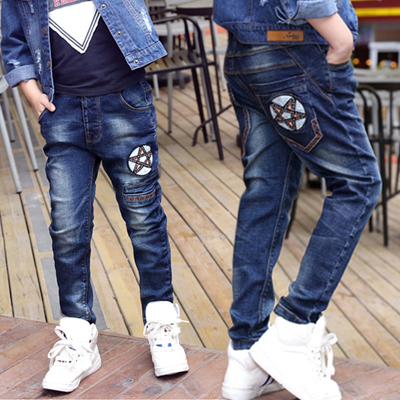 Jeans per bambini ragazzi primavera 2021 abbigliamento per bambini cotone stella adolescente pantaloni in Denim Jeans Patchwork vestiti per ragazzi grandi 14 anni nuovo