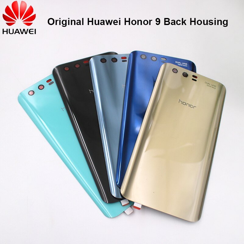 Alkuperäinen huawei honor 9 kotelon kansi takakannen akkukotelo lasiovi takapuhelimen vaihtokuori honor 9 :lle tarralla