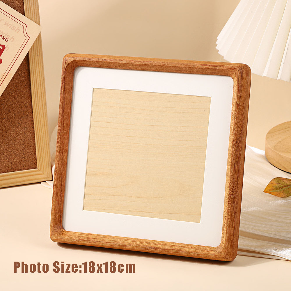 Vierkant Teakhout Fotolijst Hoogwaardige 10x10cm 20x20cm 25x25cm Bruiloft Fotolijst Stand voor Foto's Thuis Desktop Decor: Bordeaux