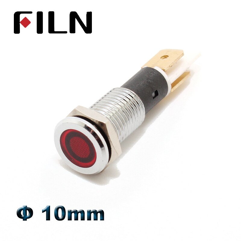10mm 12v bil dashbord varsellampe 12v 24v rød grønn blå hvit rav ledet pilotlys signallampe vanntett: Svart ingen symbol