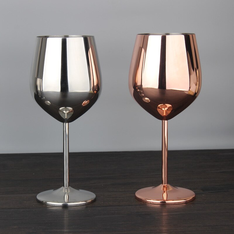 Copas de vino de acero inoxidable, accesorios para Bar, copas de champán de Metal brillante para de boda, copa de vino tinto, Copas de Brandy, 1 Uds.