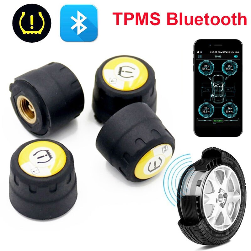 Draadloze Tpms Bluetooth Auto Mobiele Telefoon APP Detectie TPMS Stabiele Anti Explosie met 4 Sensoren Bandenspanning Detector