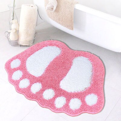 Foot Print Bath Mats,Non-slip Bathroom Carpet,Mat Toilet Memory Foam Bathroom Rug Bath Pad Carpets,Microfiber Mini Mats 40*60cm: Pink