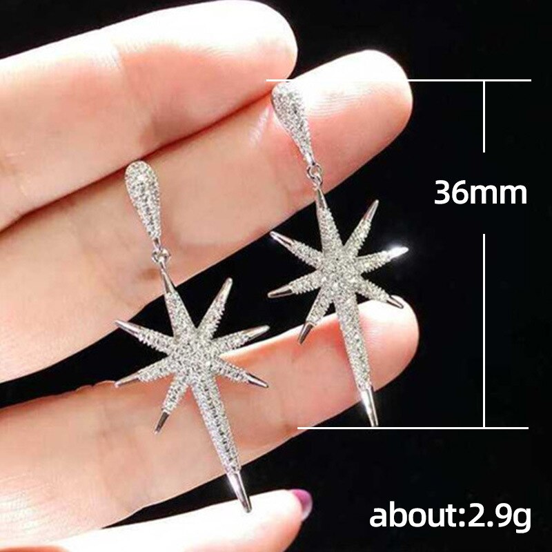 Boucles d'oreilles étoiles de luxe 925 en argent sterling pour femme bijoux anniversaire moonso  e5890