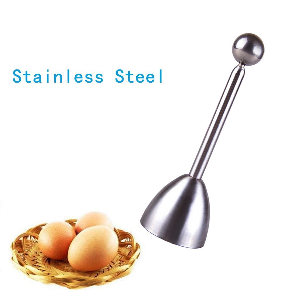 Egg Cracker Topper Stainless Steel Kitchen Egg Cracker Tool for Removing Top of Soft Hard Boiled Eggs Shell Smooth Round Opening