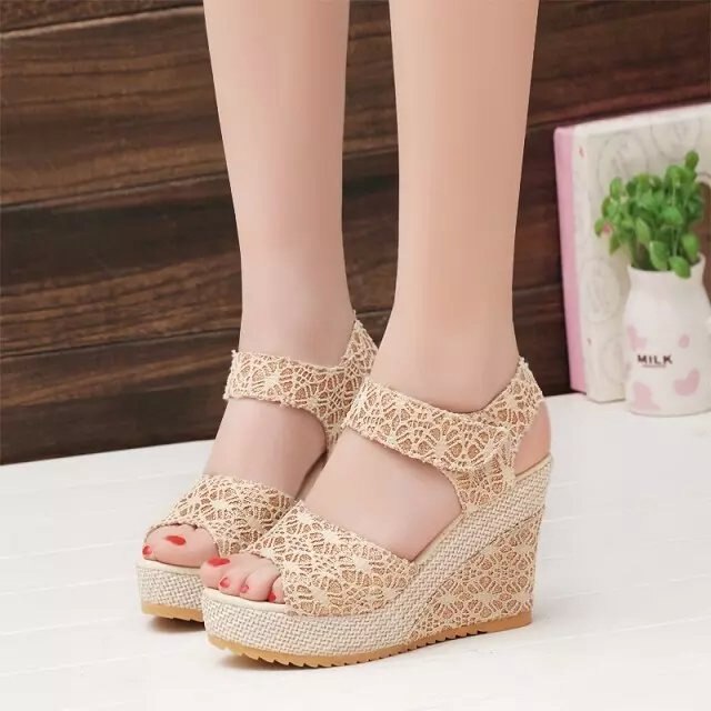Summer Roman Sandals Women's Sandals Platform Platform Sandals Women's Strappy Platform Platform Sandals High Heels: Beige / 40